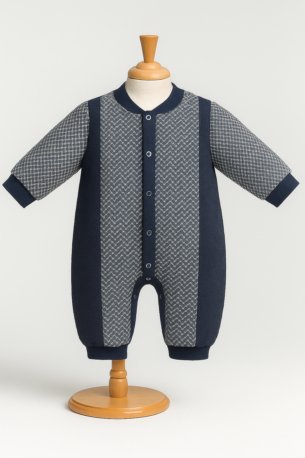 Classic Chevron Baby Romper Navy & Grey