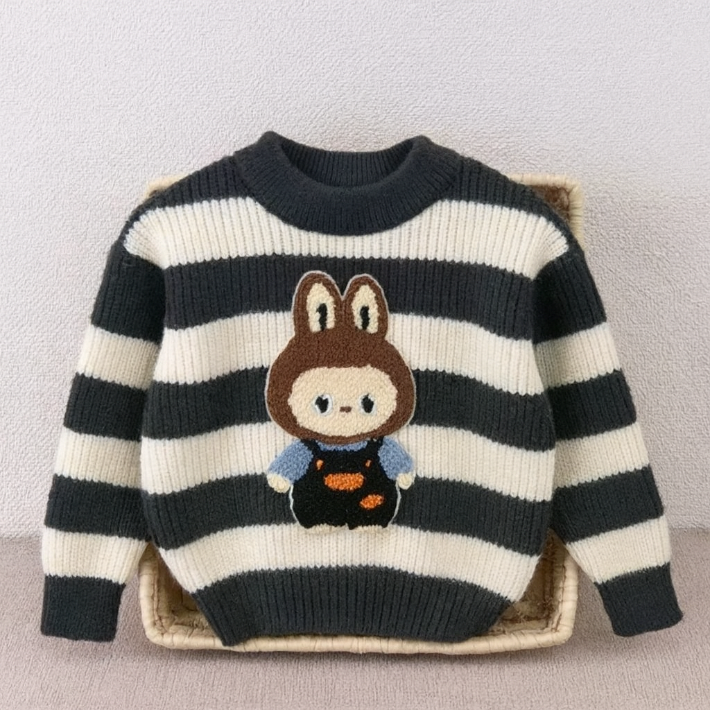 Black& Cream Striped Knit Sweater for Boys & Girls