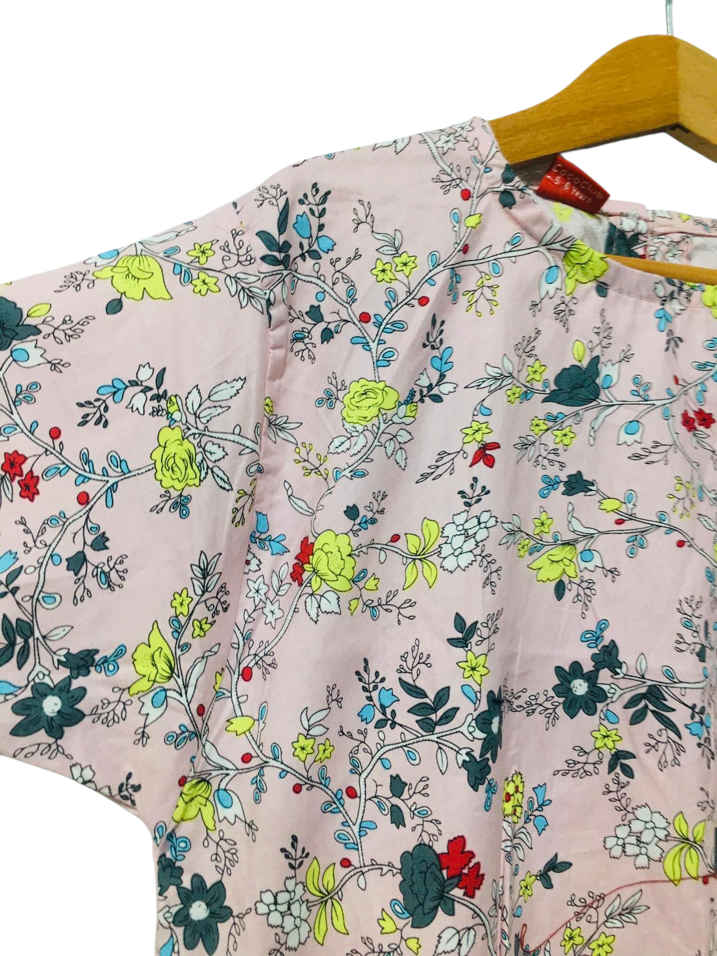 Green Flowers All Over Print Light Pink Skate Fish Girls 403
