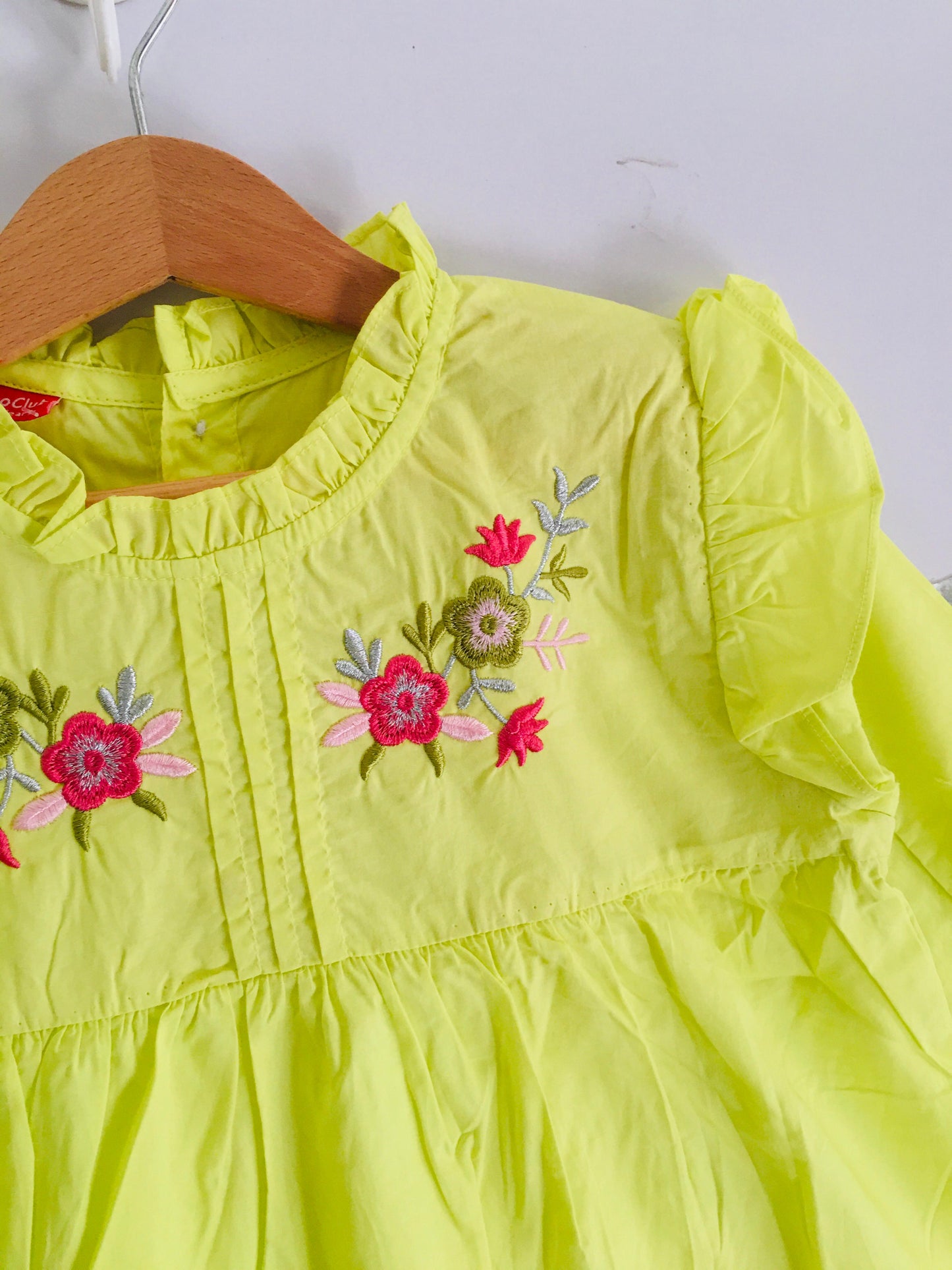 Embroidered Yellow Soft Cotton (Lawn) Girls Top 102