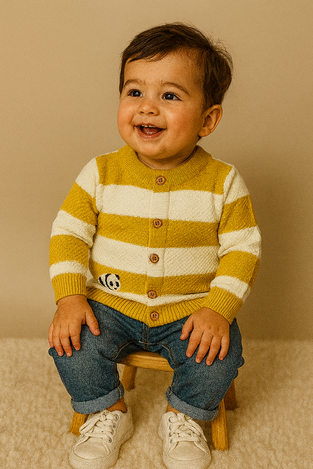 His&Hers Mustard Stripped Sweater Cardigans