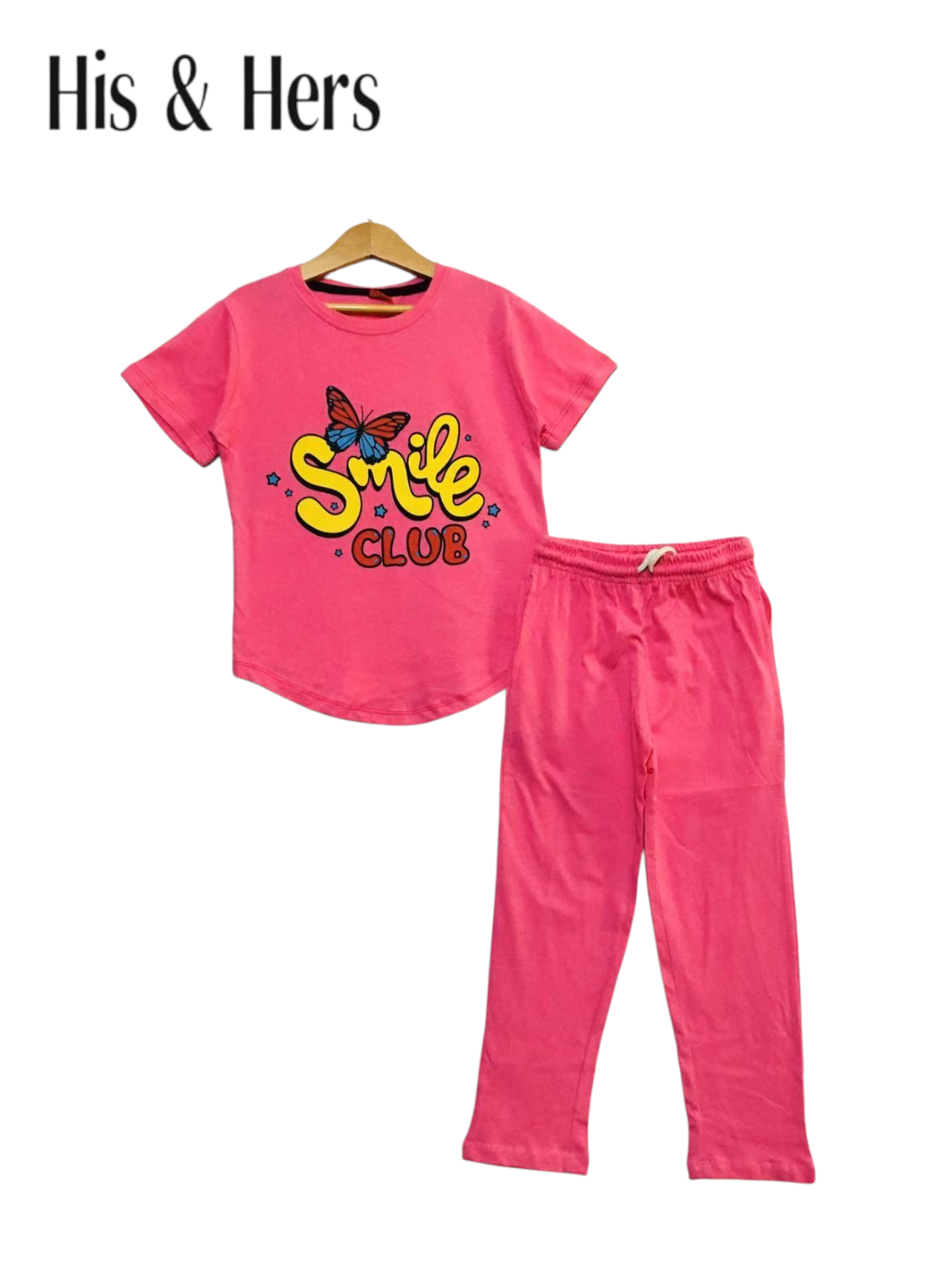 Smile Pink T-Shirt &Trousers Girls 103