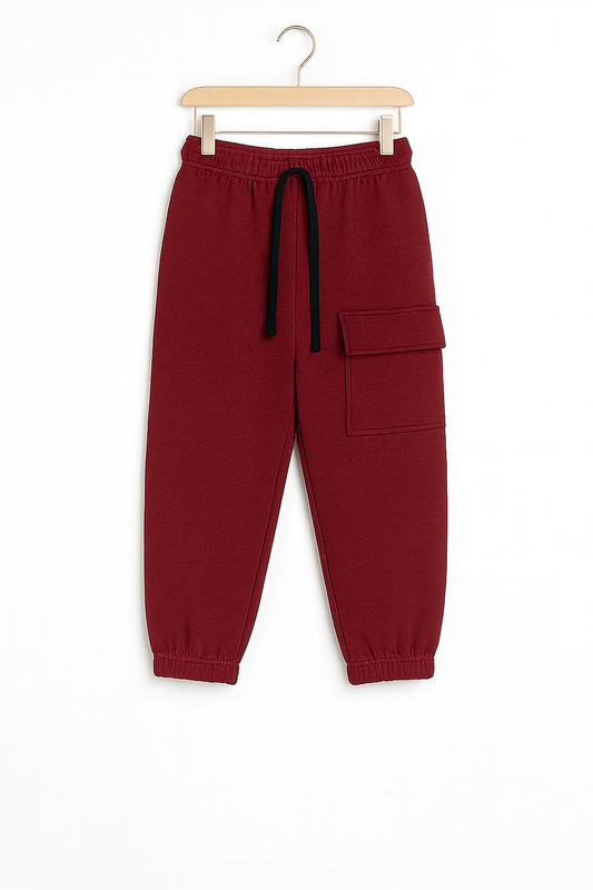 Side Pocket Fleece Cargo Trousers Mahroon