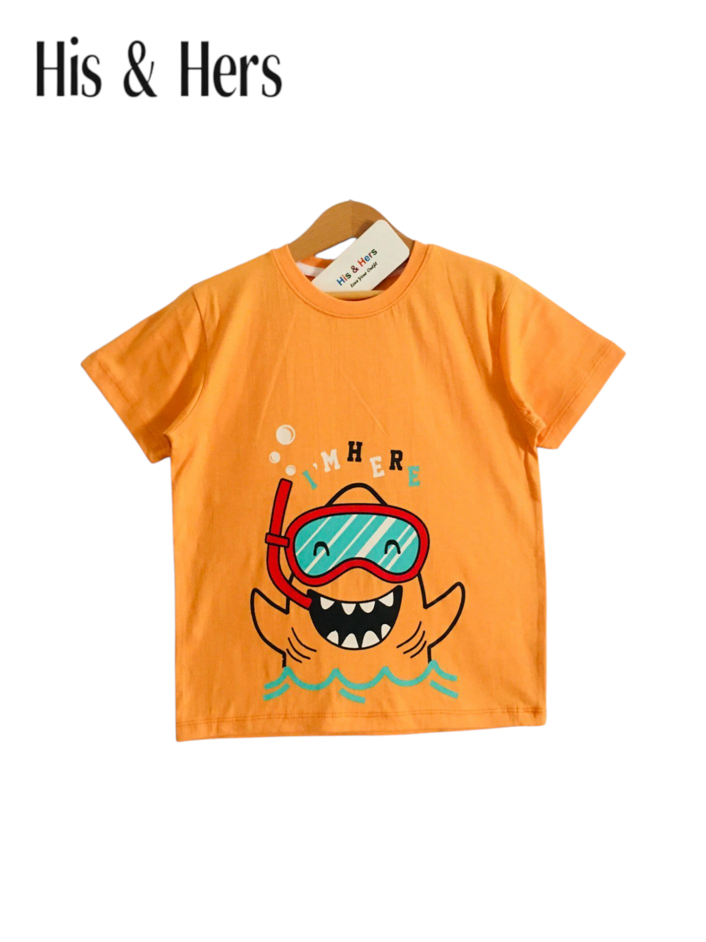 Snorkeling Shark Orange T-Shirt Boys 123