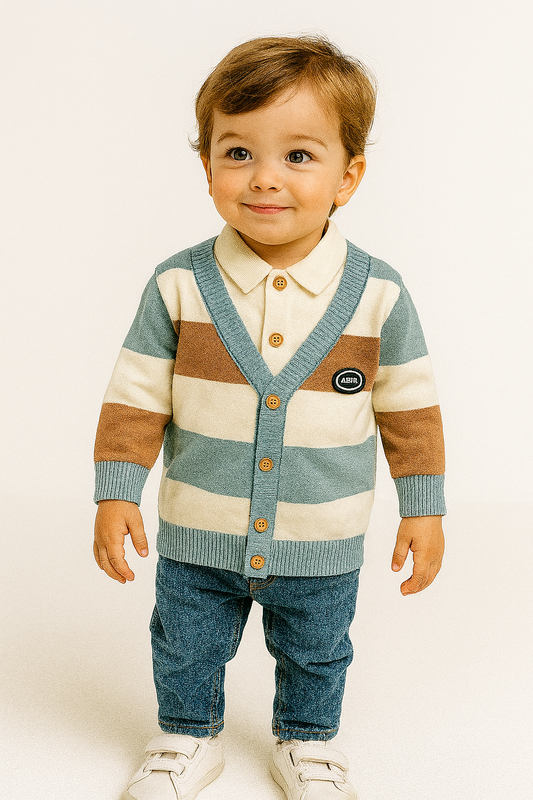 His&Hers Stripped Sweater Cardigans With Colar