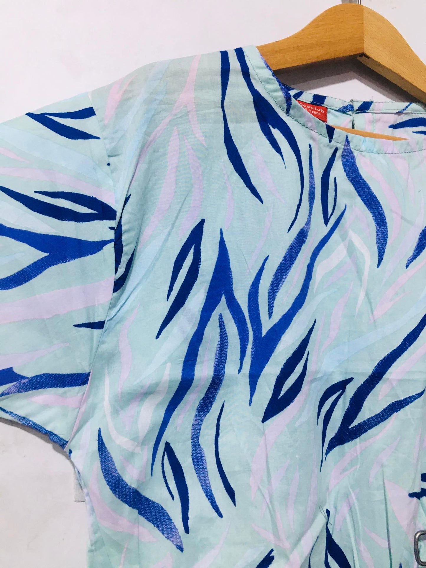 Royal Blue Leaves All Over Print Light Blue Skate Fish Girls