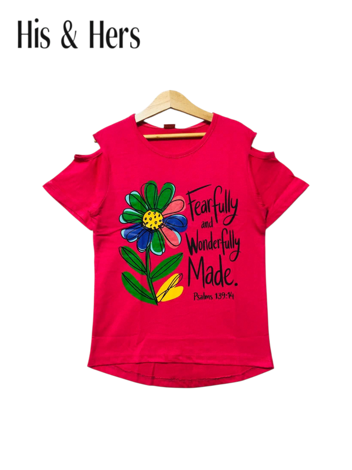 Fearfully and Wonderfully Made Shocking Pink T-Shirt Girls 440