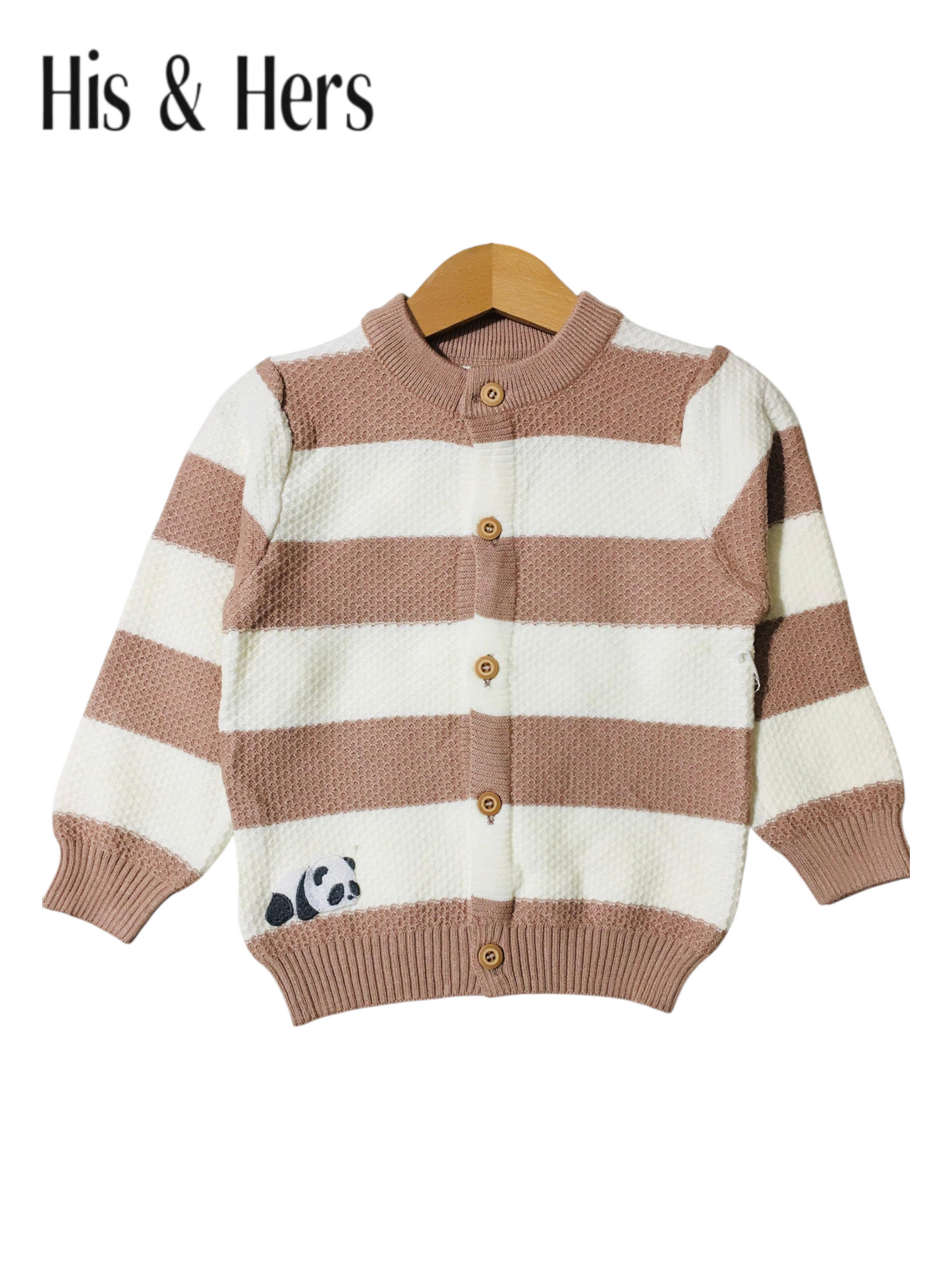His&Hers Beige Stripped Sweater Cardigans