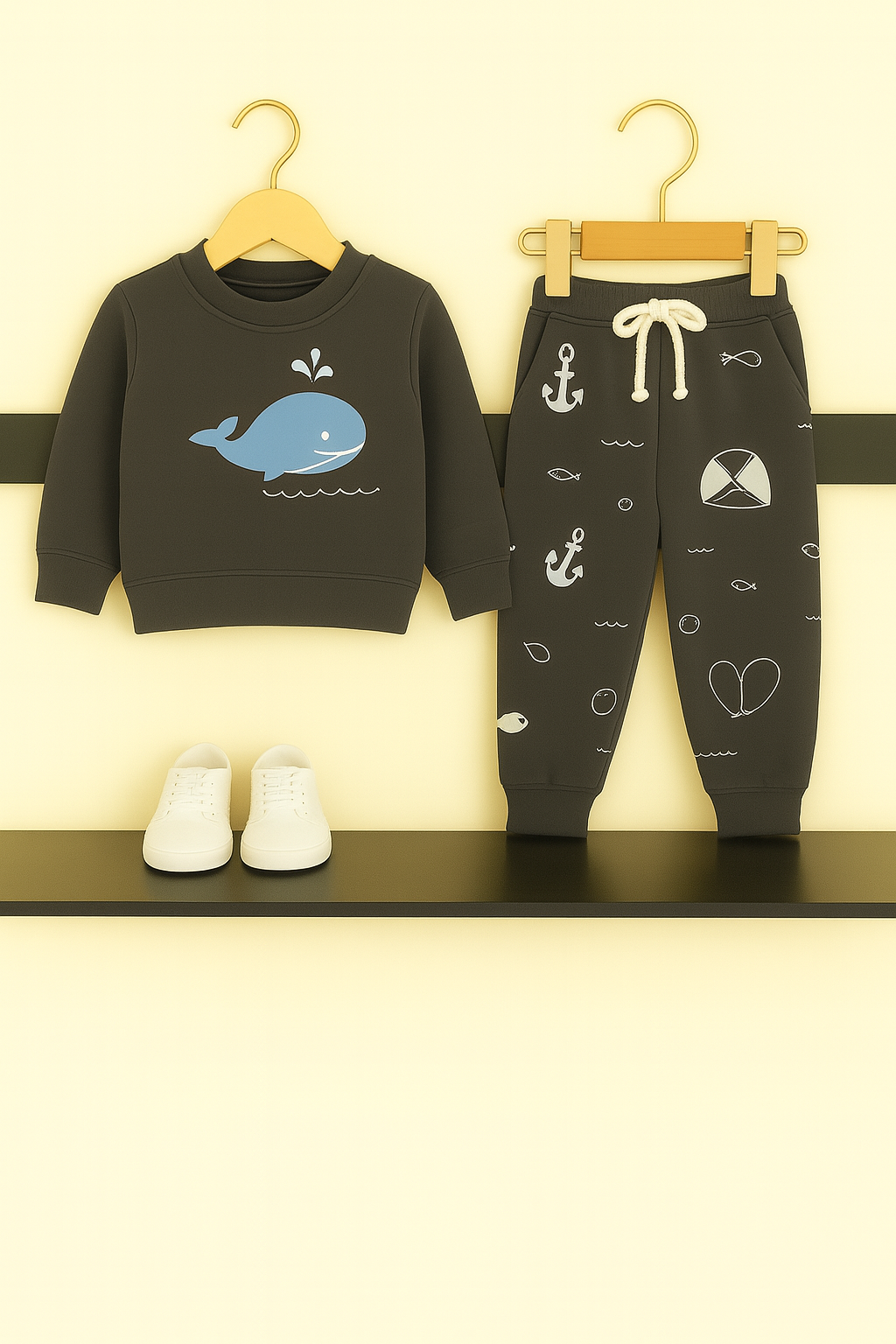 Dark Grey Boys Whale Print Tracksuit 241