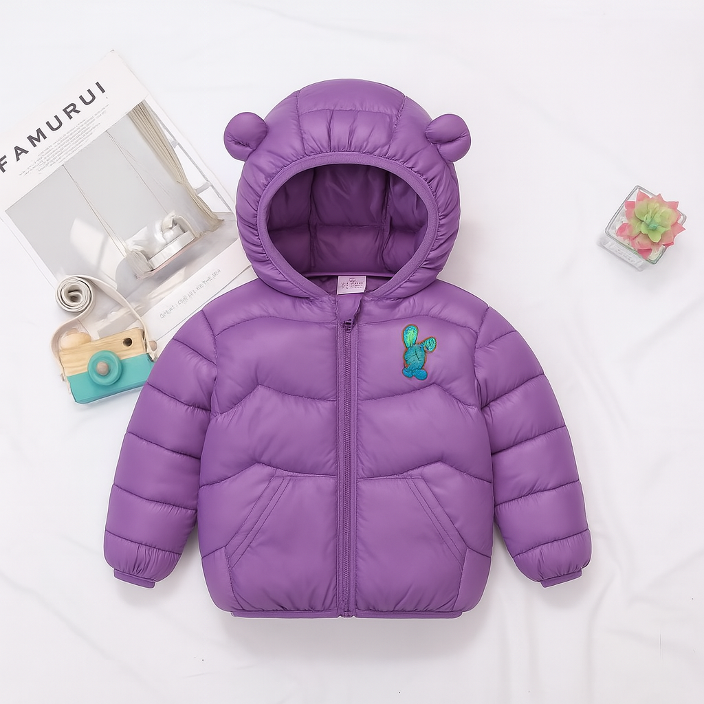 Teddy Ear Kids Puffer Jacket – Purple