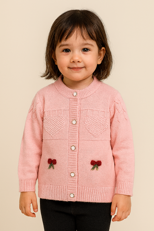 His&Hers Cherry Knot  Knited Pink Sweater Cardigans