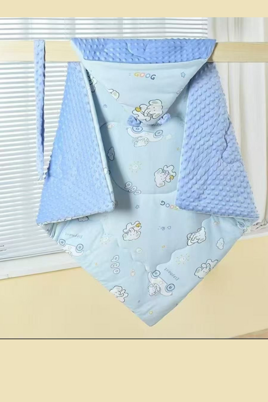 Blue Elephant Dreams Plush Baby Swaddle Blanket