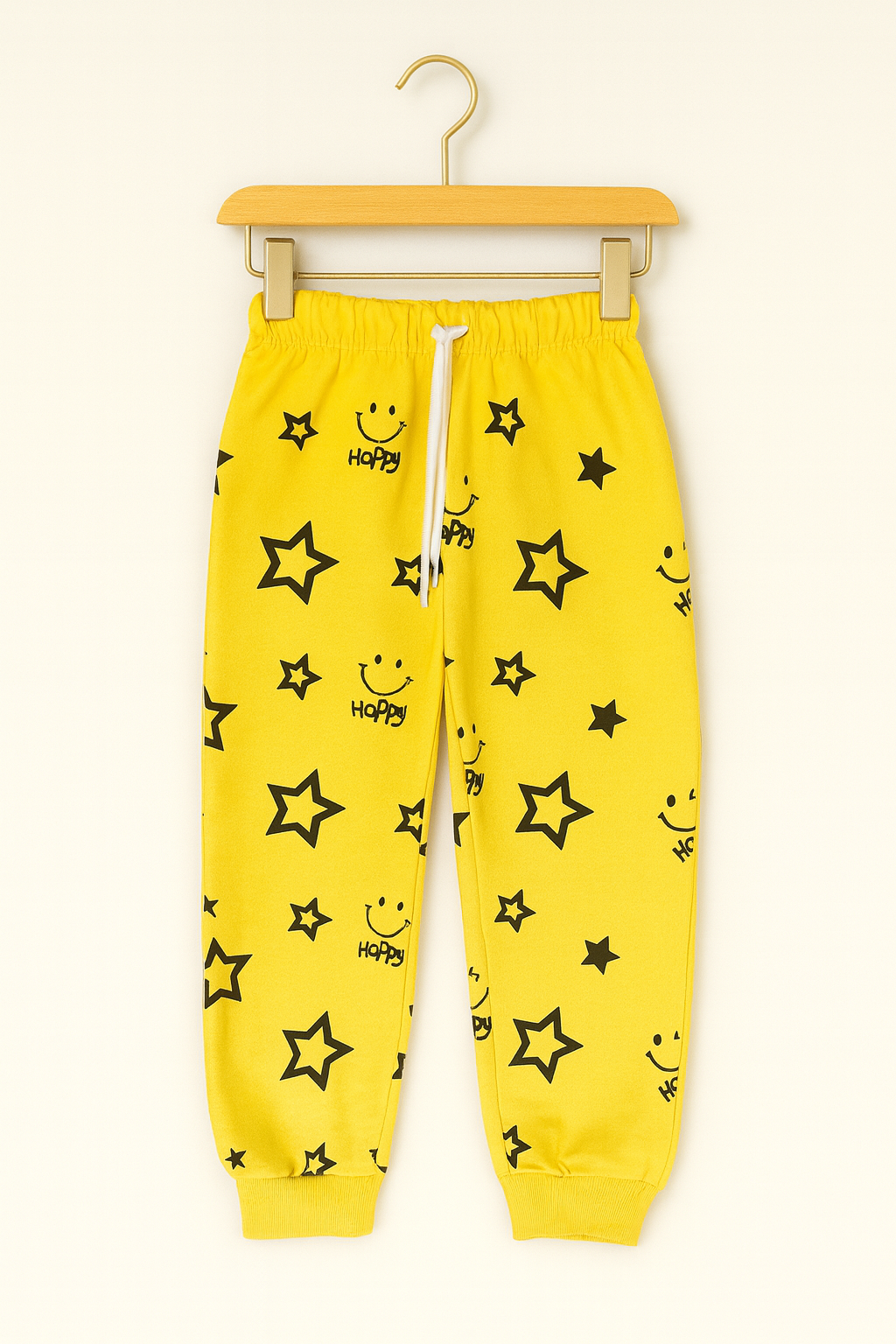Happy Star Printed Joggers β Bright Yellow ππ