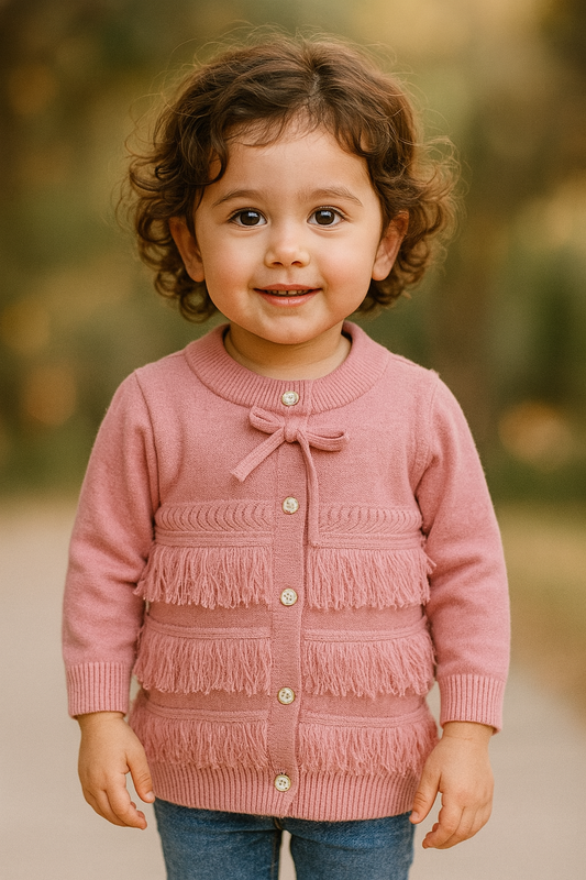 His&Hers Woolen Knitted Light Pink Sweater Cardigans