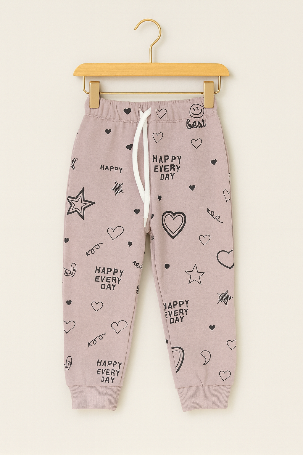 Happy Every Day Printed Joggers β Mauve πβ