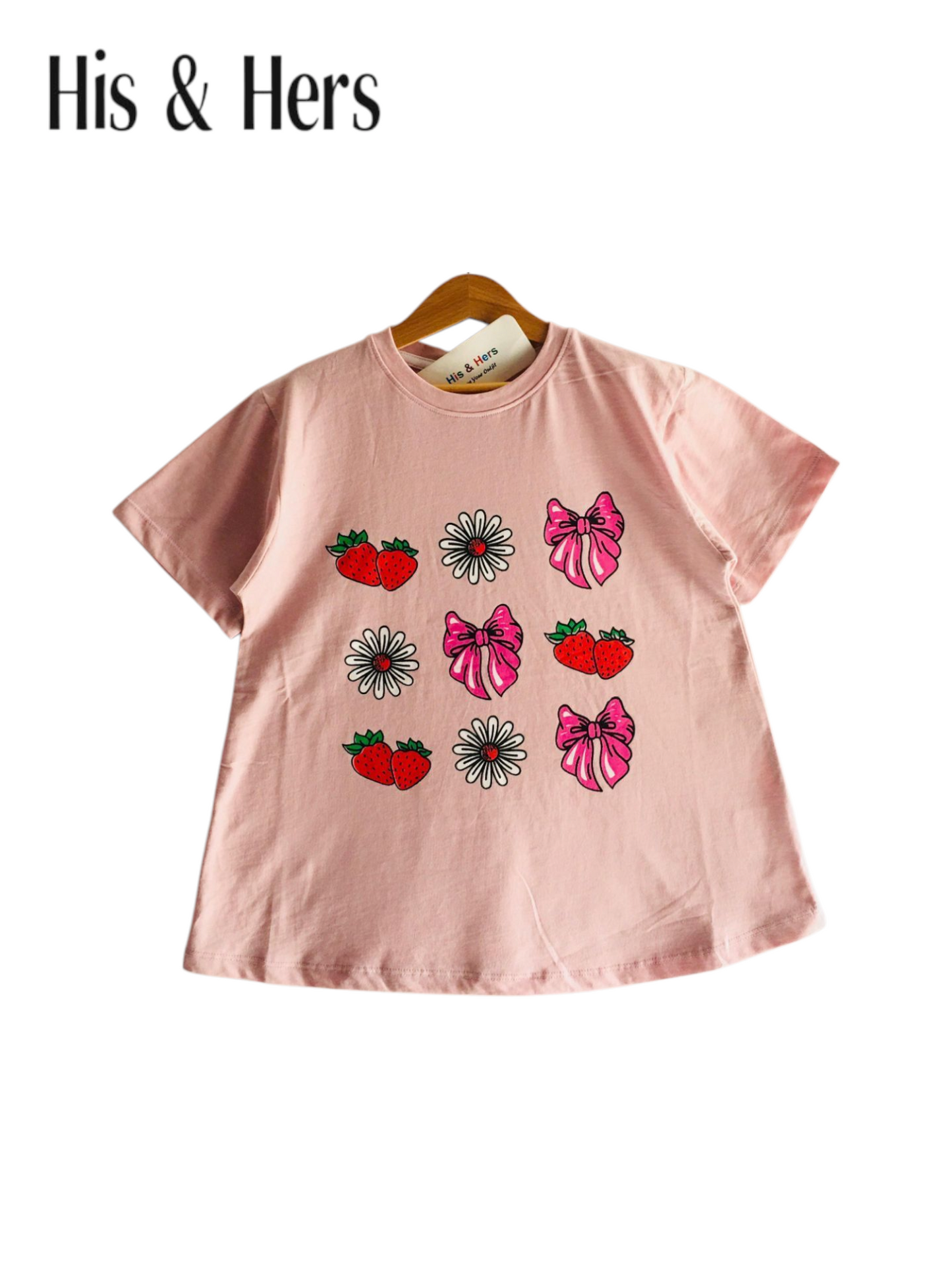 Strawberries Print Pink T-Shirt Girls 238