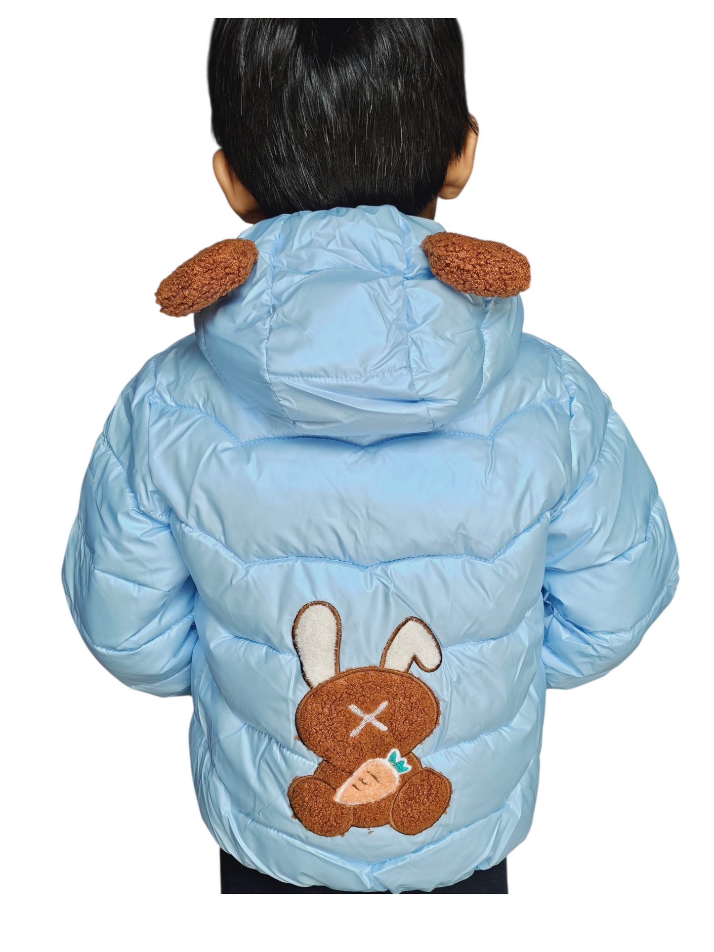 Imported Puffer Jacket Teddy Ears -Light Blue