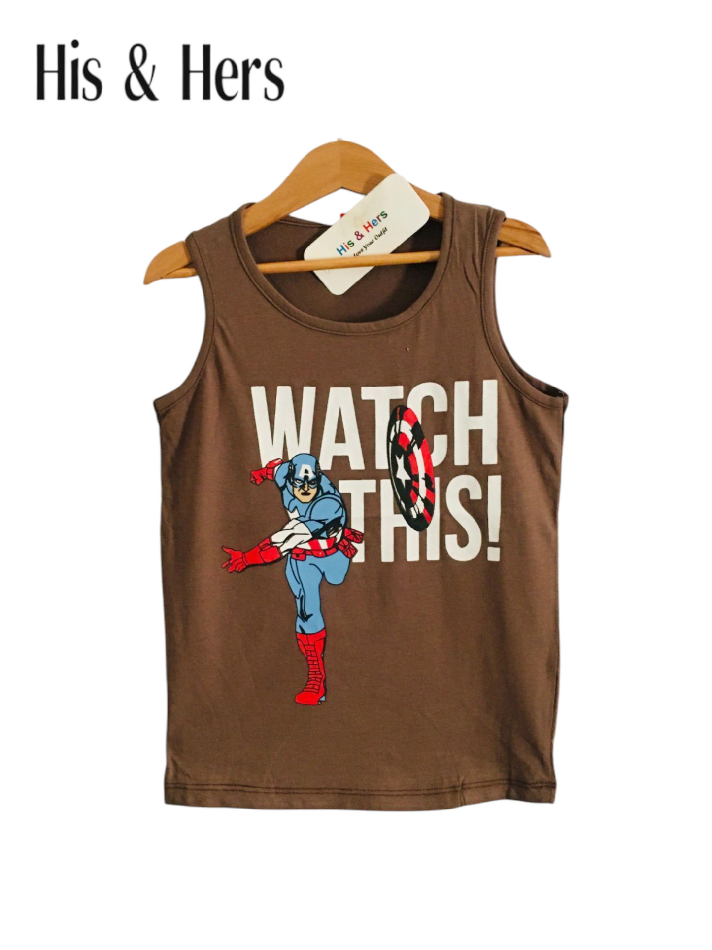 Captain America Sleeves Brown T-Shirt Boys 121