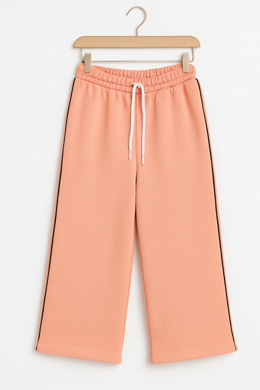 Kids Wide-leg Side Piping Trousers - Peach 627