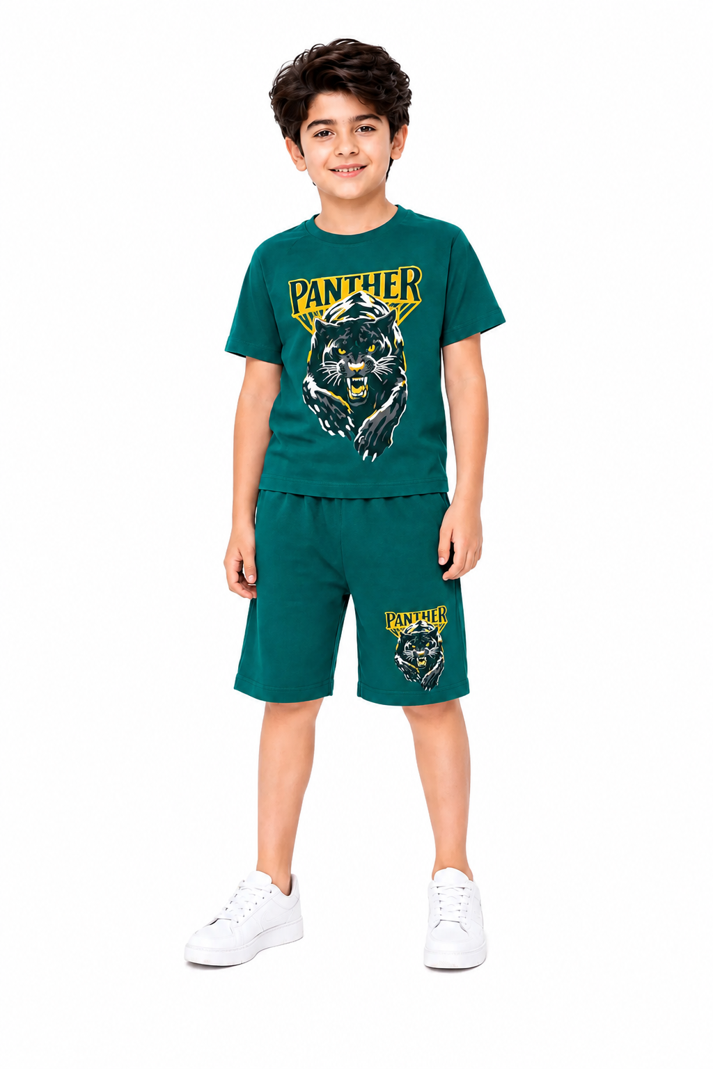 Panther Printed Green  Boys Nicker Suit