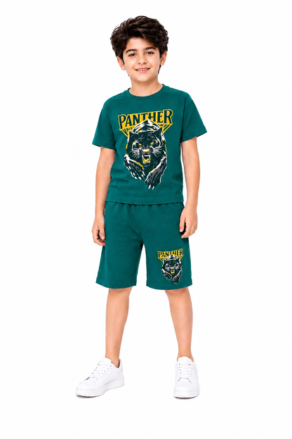 Panther Printed Green  Boys Nicker Suit
