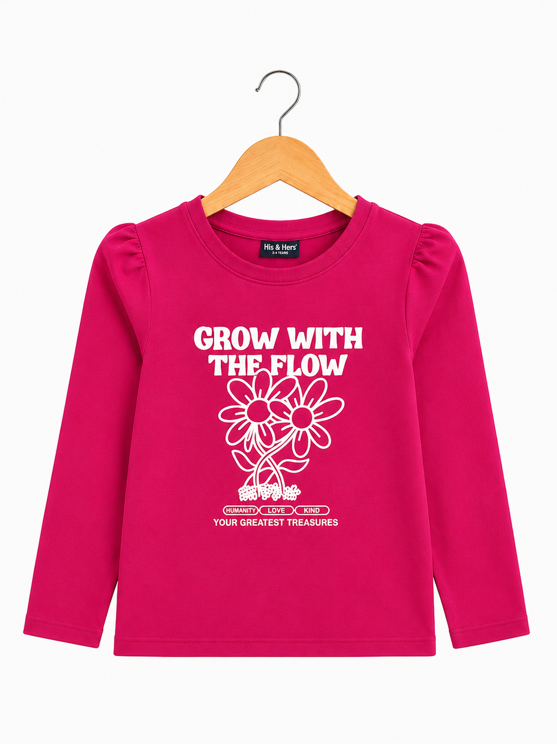 [Grow With The Flow] Printed Pink  Girls Full Selves Shirt