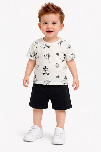 Mickey Mouse  Printed Black& White New Born Nicker Suit