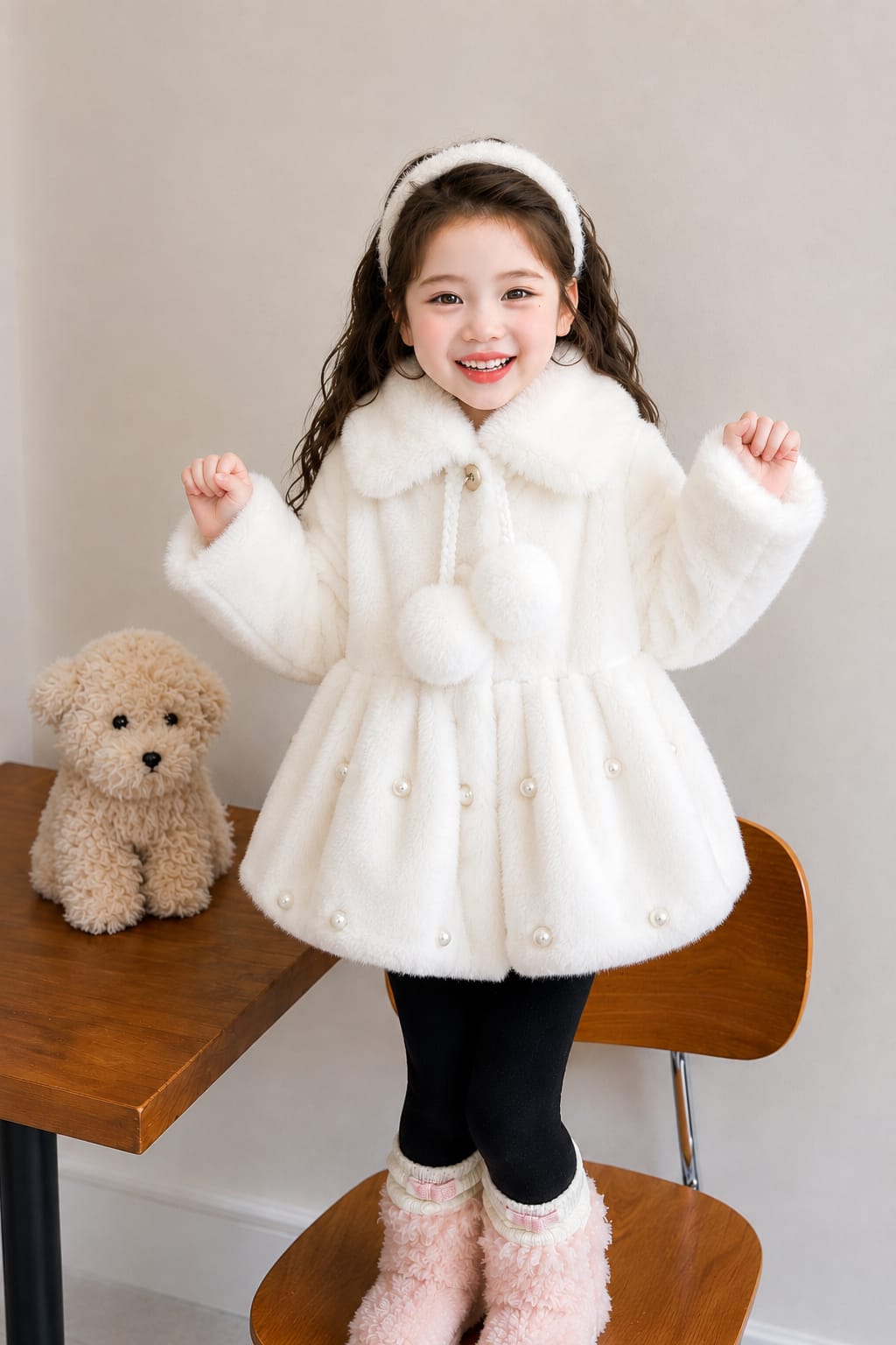Pearl Princess Fur Coat-White 721