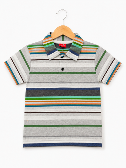 Multi Color Checked  Boys Polo Shirt