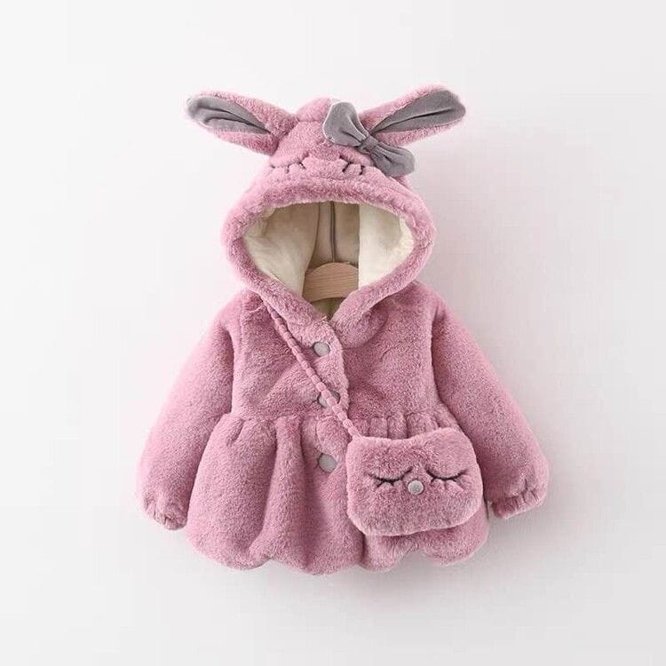 Bunny Bow  Plush Coat - Dusty Pink 910