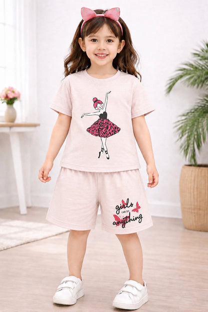 Doll Printed Peach Pink Girls Nicker Suit 285