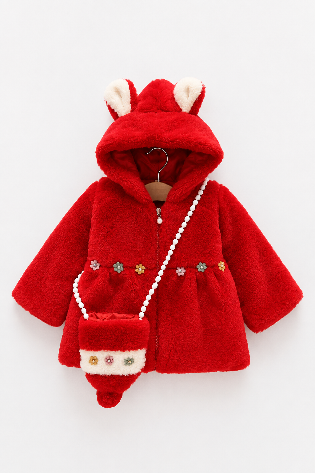 Bunny Bloom Fur Coat- Red 915