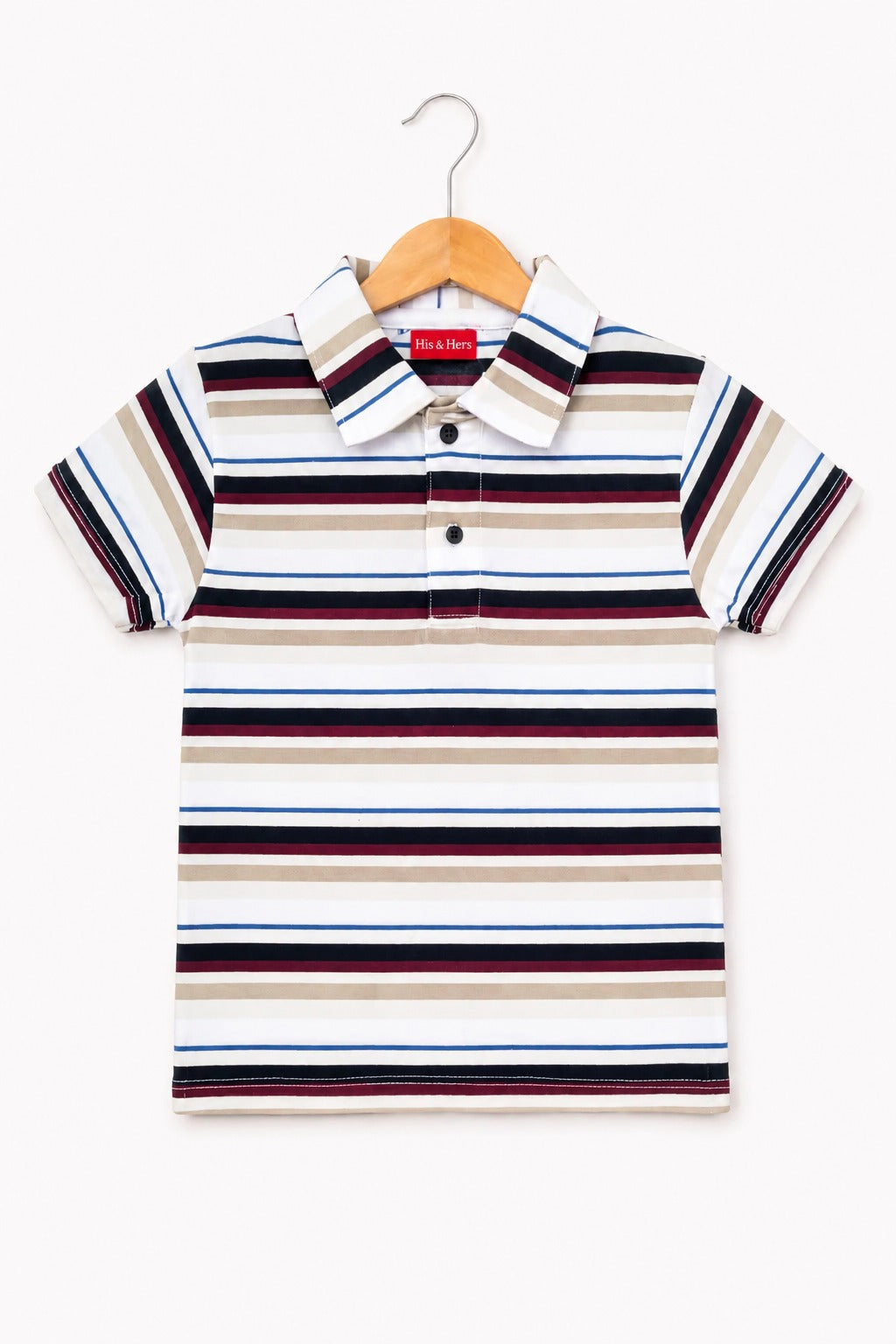 Multi Color Checked White  Boys  Polo Shirt 214