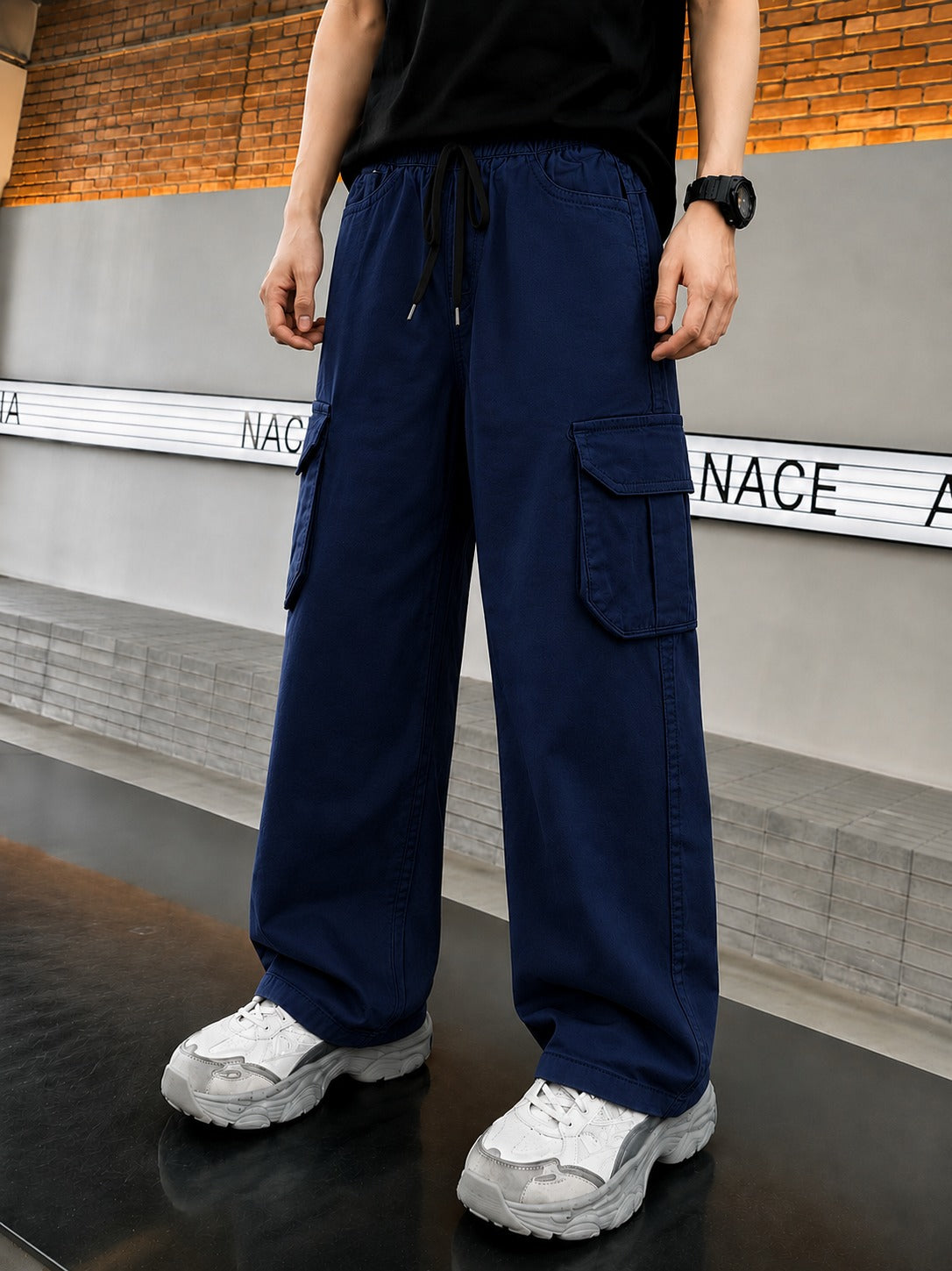 Boys  Navy Baggy Cotton Pants