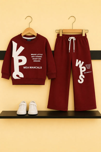[VPC ] Bold Printed Deep Burgundy Tracksuit Boys 301 + 302
