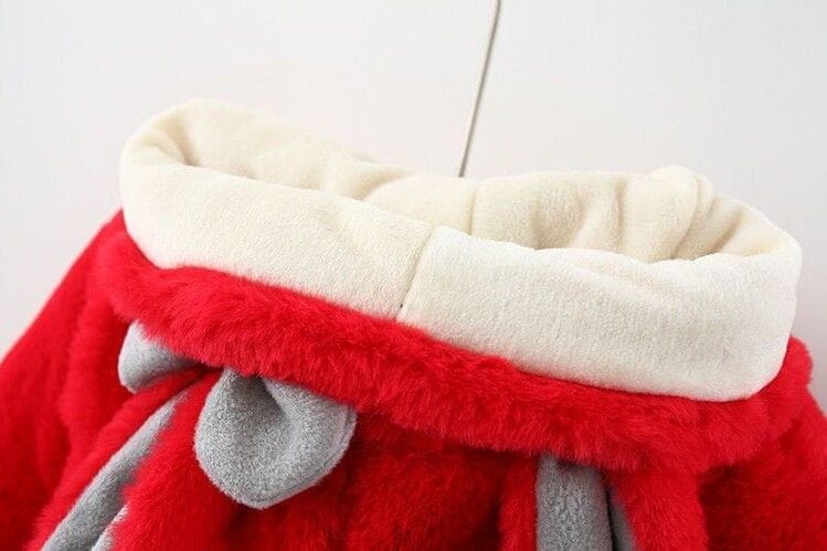 Bunny Bow  Plush Coat - Red 910