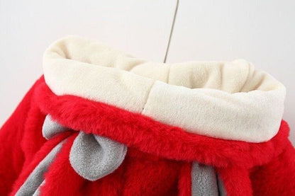 Bunny Bow  Plush Coat - Red 910