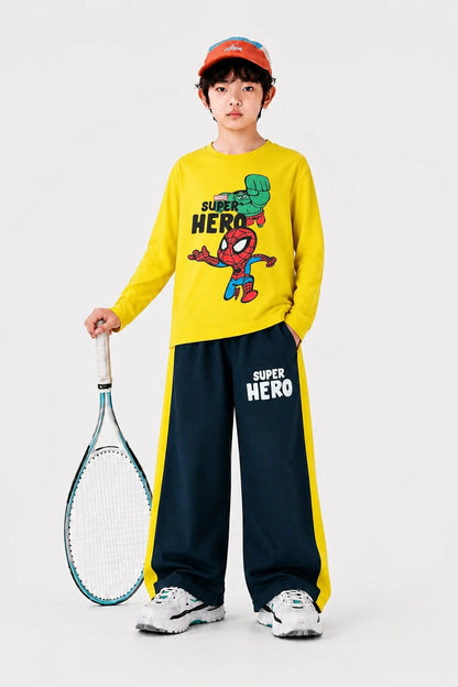 [Super Hero] Printed ] Yellow Full Selves Baggy Track Suit