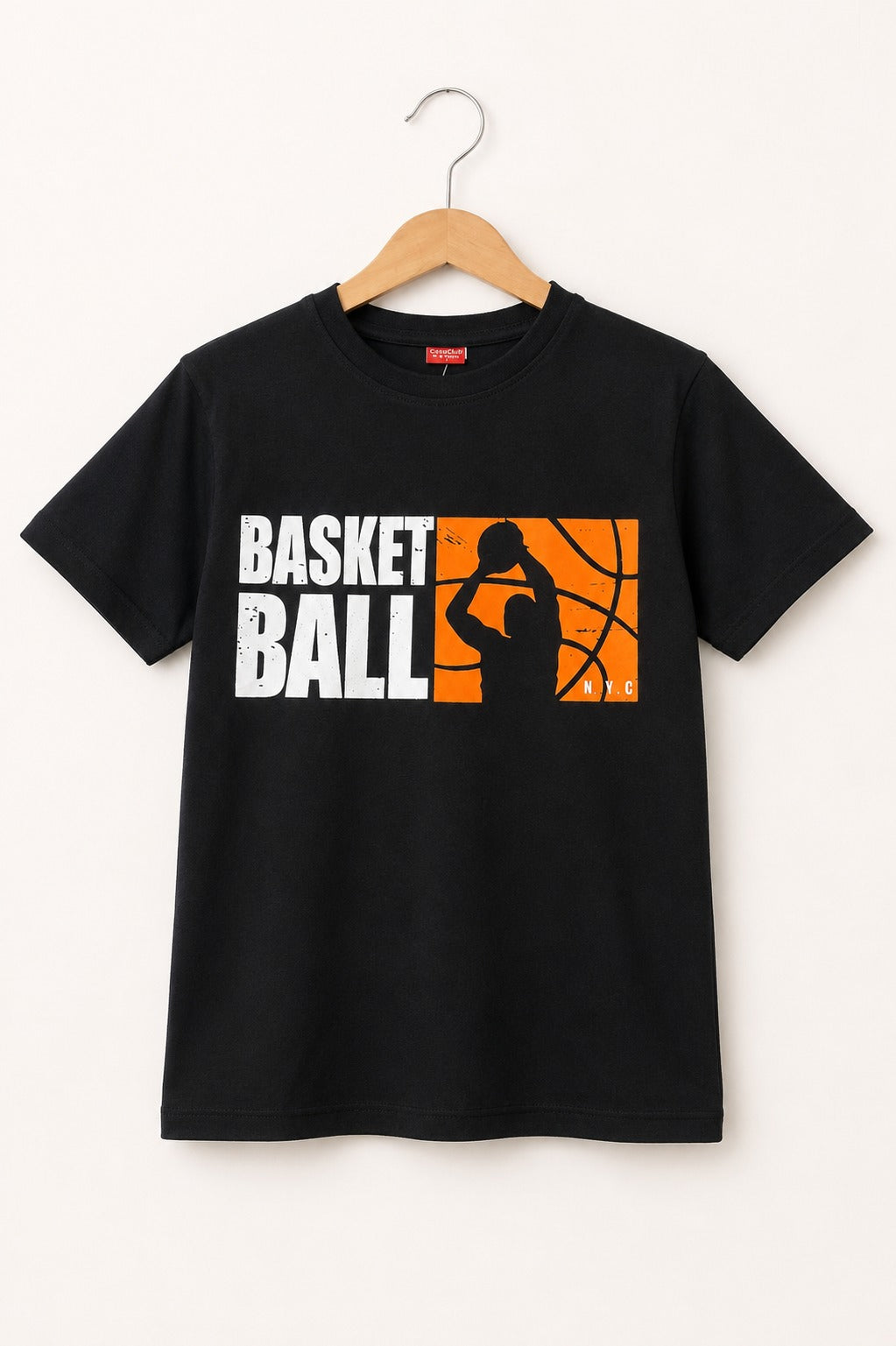 [Basket Ball] Printed Black  Boys T-Shirt