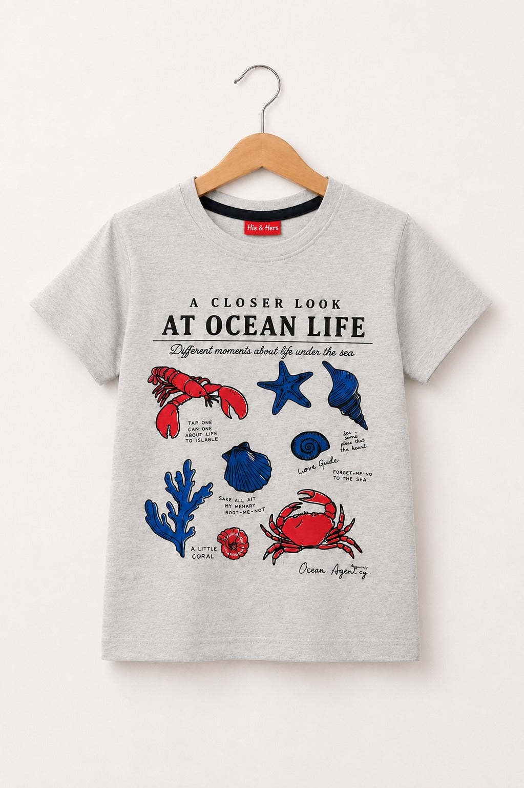 [At Ocean Life ] Printed Grey   Boys T-Shirt