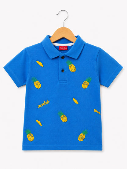 Pineapple Printed Blue Boys Polo Shirt 209
