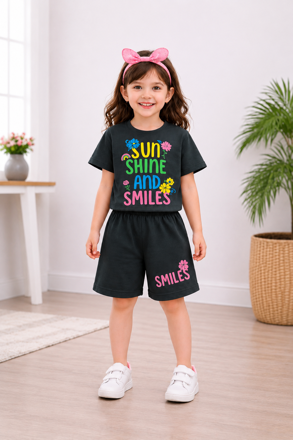 Sun Shine & Smile Black Girls Nicker Suit