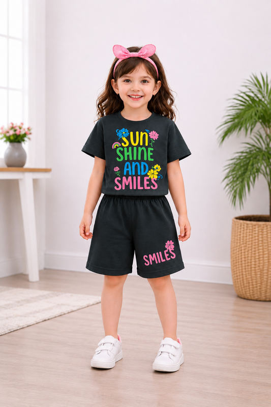 Sun Shine & Smile Black Girls Nicker Suit