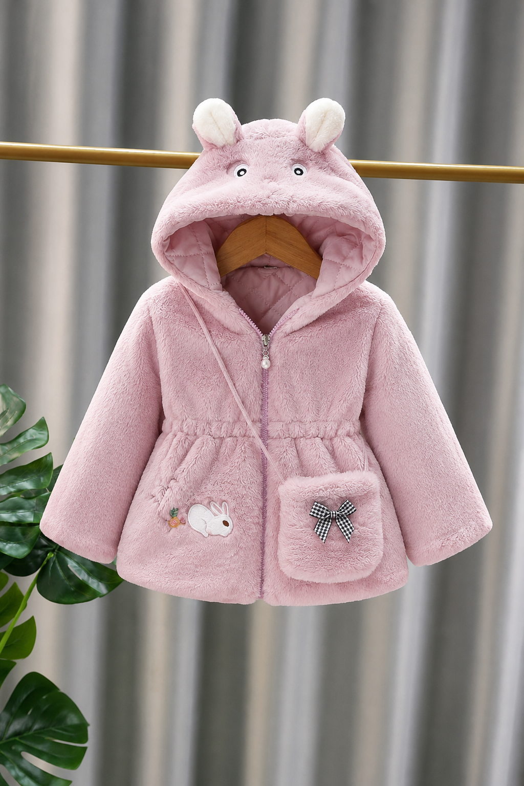 Bunny Bliss Plush Coat  Dusty Pink 913