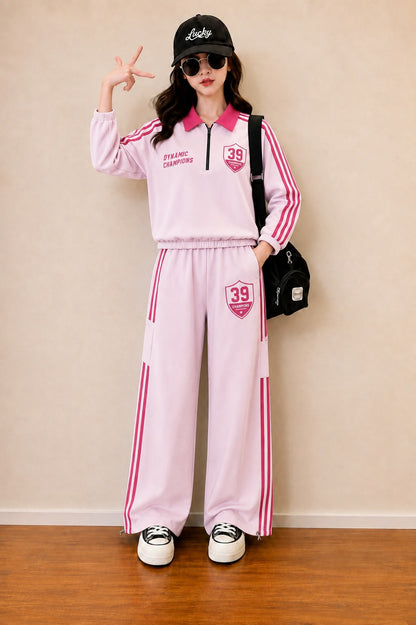 [Dynamic Champion] Printed Baby Pink Fleece Tracksuit