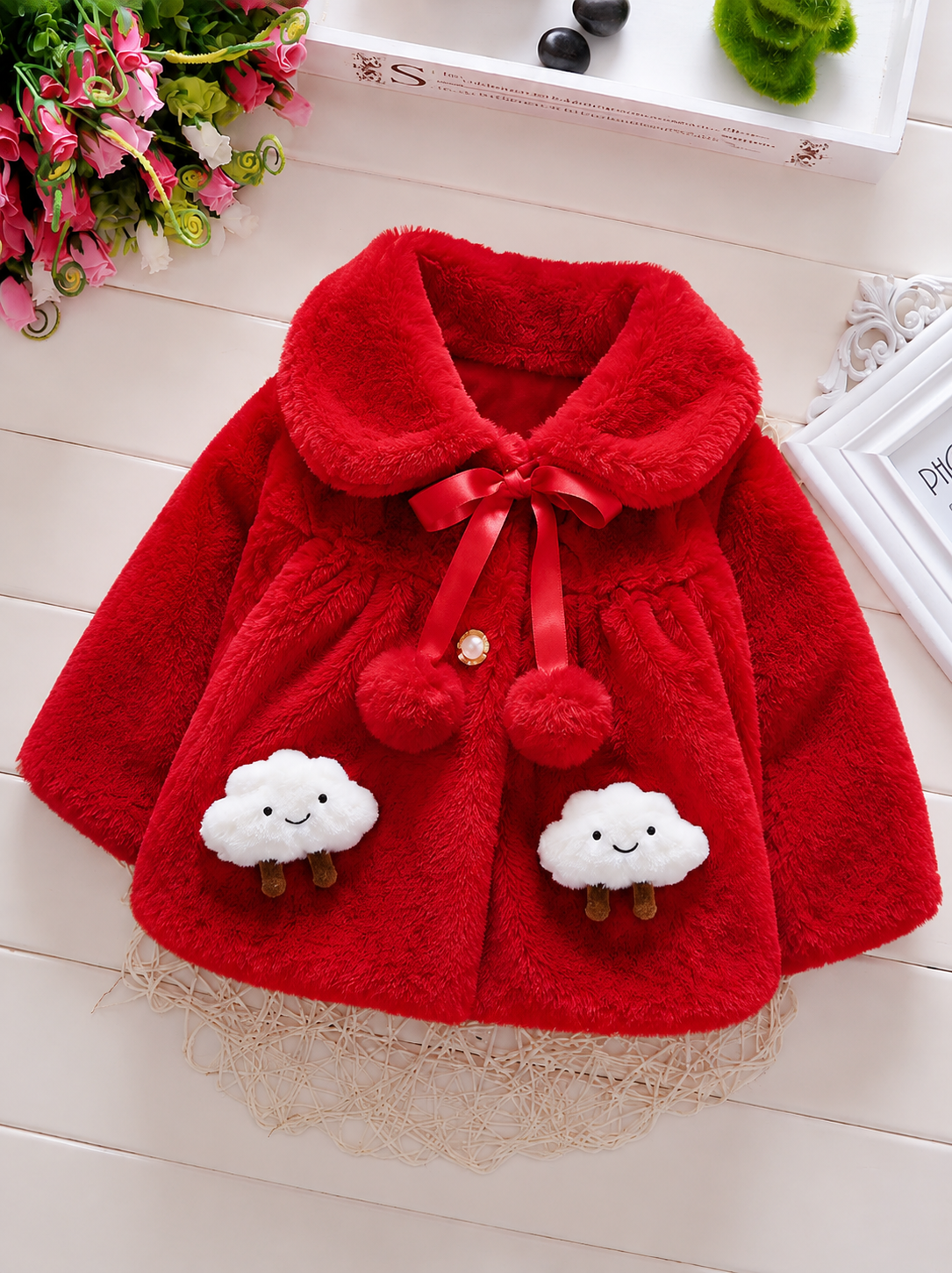 Bunny Belle Plush Cape -Red 918