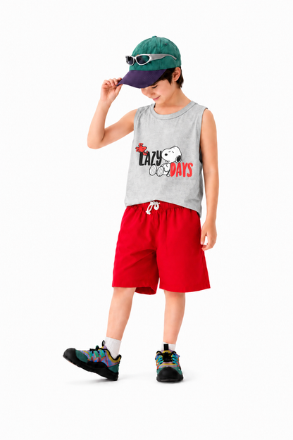 [Crazy Days ] Printed Grey & Red Sleeveless  Boys Nicker Suit 269