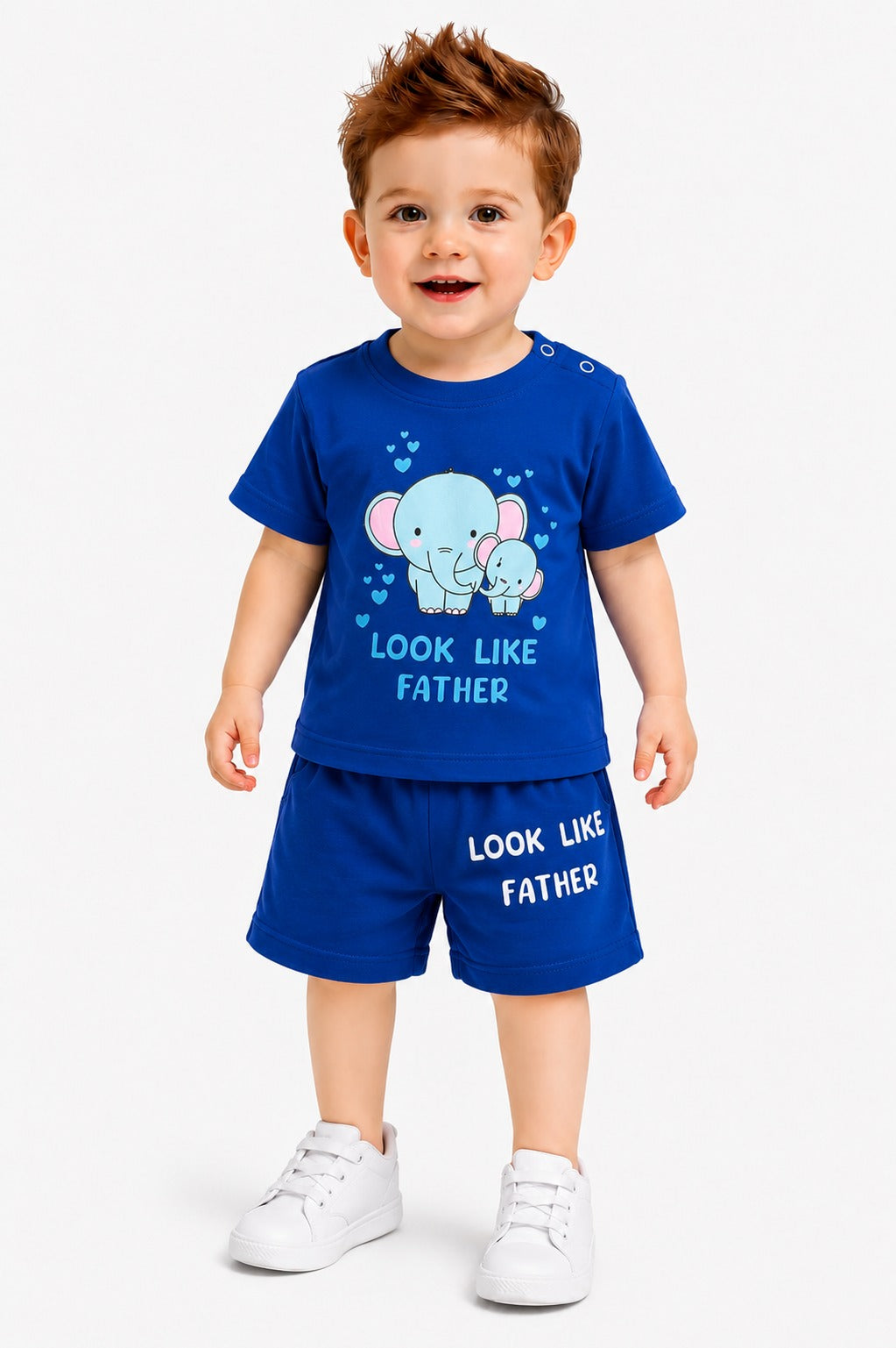 Little Elephant Printed Royal Blue New Born Nicker Suit