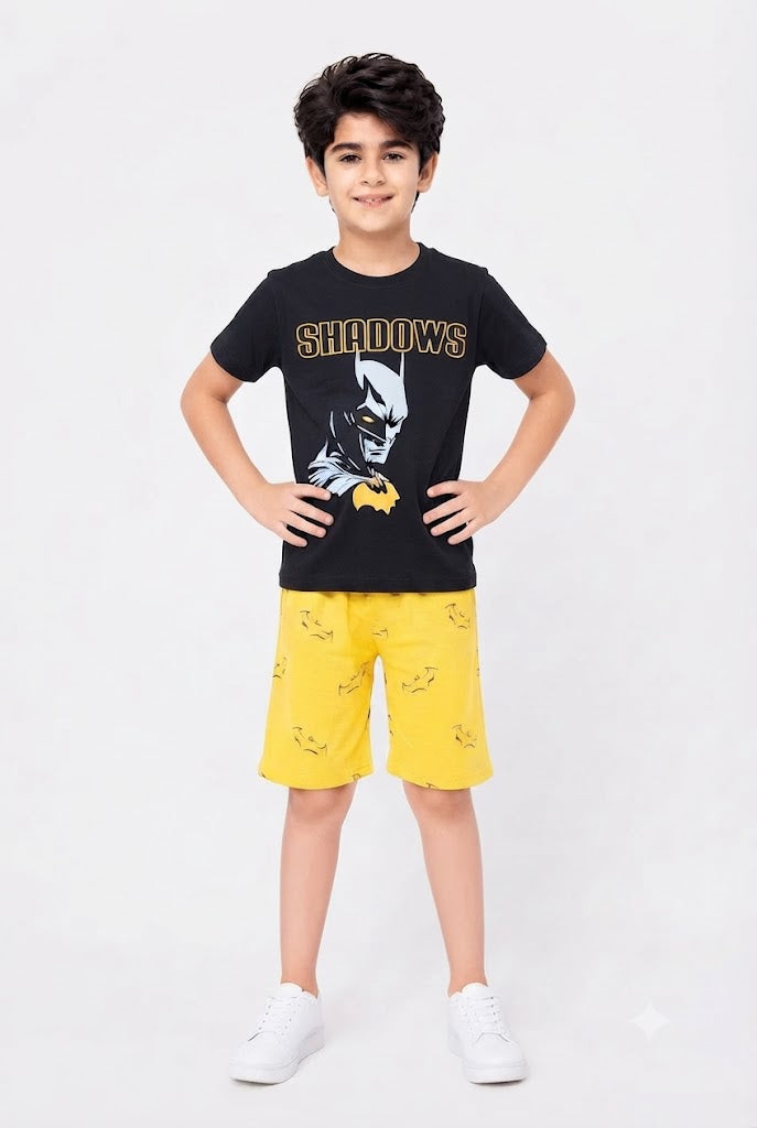 [SHADOWS] Printed Black Boys Nicker Suit 609