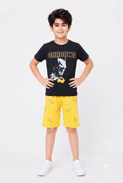 [SHADOWS] Printed Black Boys Nicker Suit 609
